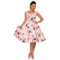 Pink Vintage Floral Blossom Rockabilly Summer Swing Dress - Pretty Kitty Fashion