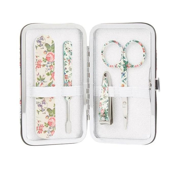 Manicure Set In Pink Floral Flag Purse Pretty Kitty Fashion