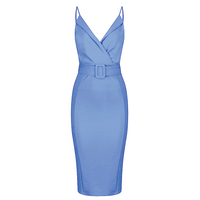 Navy Blue Strappy Bodycon Wiggle Dress - Pretty Kitty Fashion