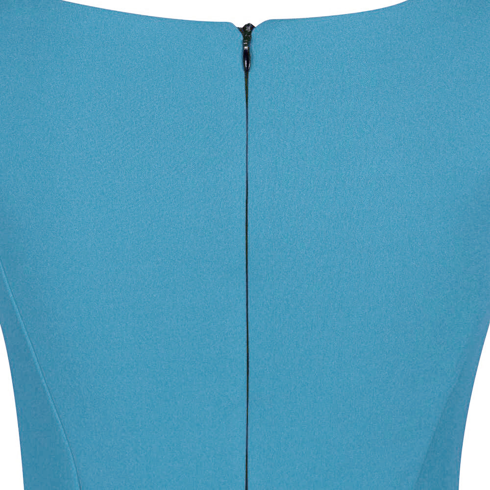 Mid Blue 40s Bodycon Sleeveless Hollywood Wiggle Dress - Pretty Kitty Fashion