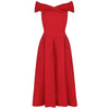 Red Crossover Vintage Bardot 50s Swing Dress - Pretty Kitty Fashion