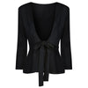 Black Long Sleeve Tie Front Jacket - Pretty Kitty Fashion