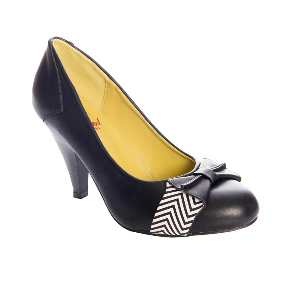 Black Vintage 50s Bow Detail Court Shoes - Pretty Kitty Fashion