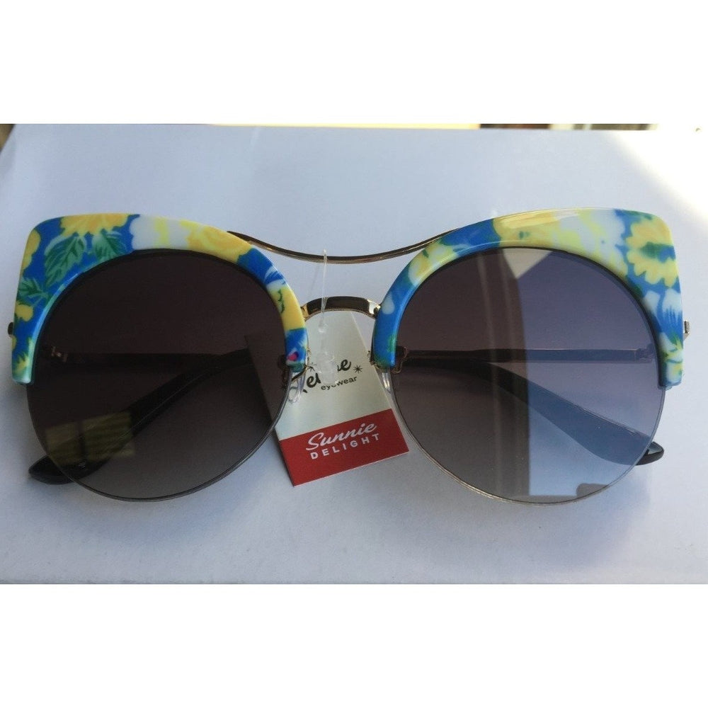 Blue Floral Vintage Sunglasses - Pretty Kitty Fashion