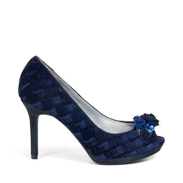 Ruby Shoo Sonia Midnight Blue Peep Toe Stilettos - Pretty Kitty Fashion